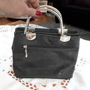 Vintage Sateen Shoulder Bag with Chrome embellishments
